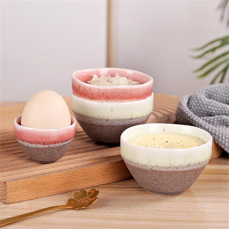 Cross-Border European-Style Coarse Pottery Bowl for Home Use, Small Size 8cm, High Aesthetic Candy-Colored Dessert Pudding Bowl, Ceramic Manufacturer Wholesale