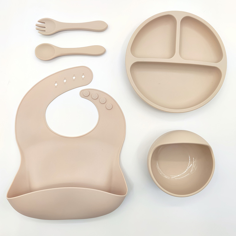 Juego de vajilla de silicona para niños, vajilla para alimentación maternoinfantil, plato de comida, tazón de comida, bebé aprende a comer, plato separado