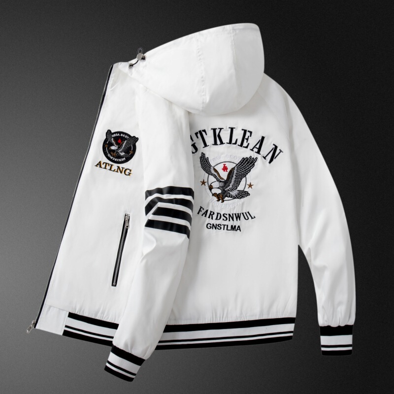 European station fashion brand men's Eagle hooded embroidered personality fashion trendy youth new all-matching jacket jacket