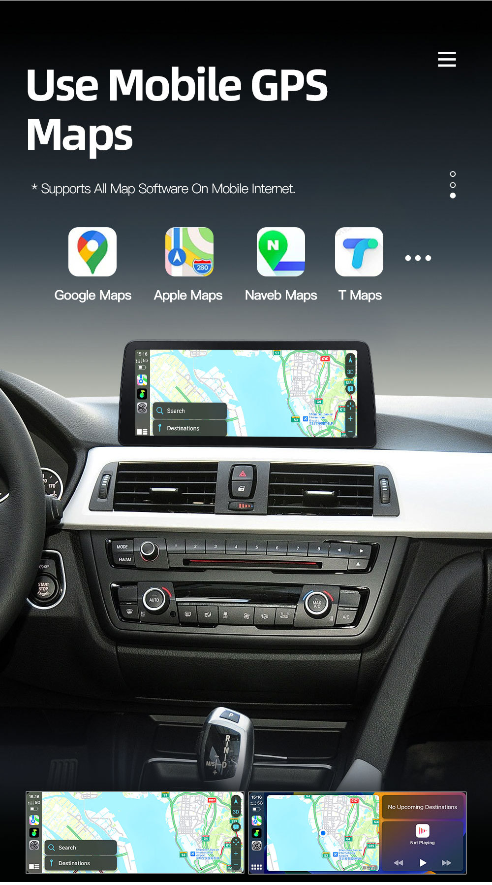 Suitable for Bmw 3 Series 4 Series F30 F31 F32 F34 Car Central Control Large Screen Navigation Carplay Player