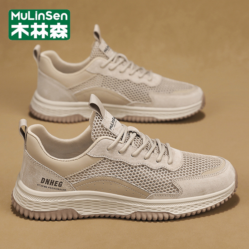 남성용 Mulinsen 메쉬 신발 2025 새로운 여름 중공 통기성 남성 신발 경량 부드러운 단독 미끄럼 방지 메쉬 캐주얼 신발 W