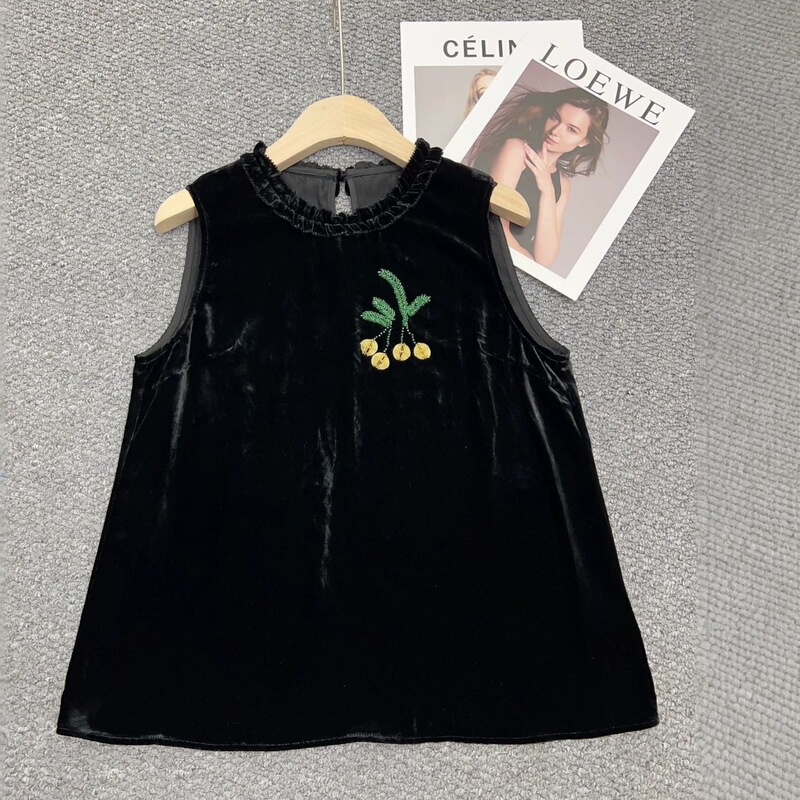 Nanyou New Chinese Style Silk Velvet Beaded Top 2026 Summer Urban Style Age-Reducing Sleeveless Shirt
