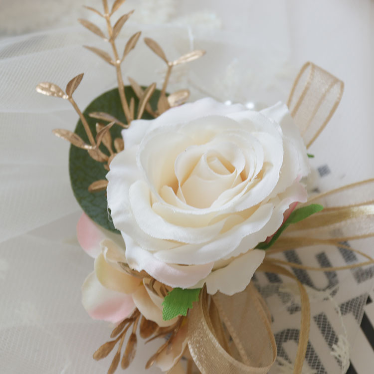 芸涵閣XS198シミュレーション花胸花手首花ビジネス祭り式襟花森系結婚式用品シャンパン|undefined