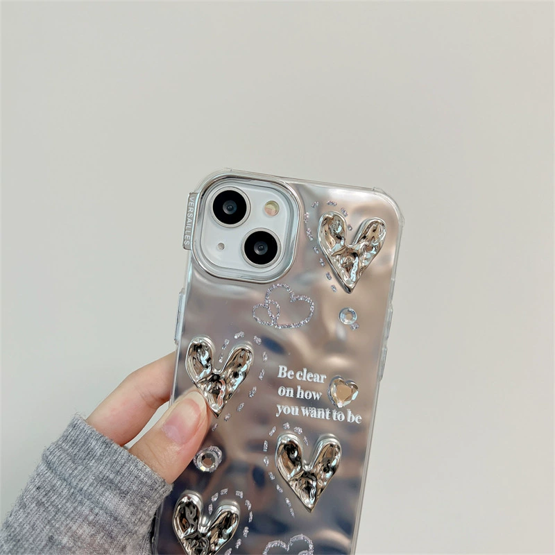 Яблоко, серебристый трёхмерный совместимый чехол для телефона, iPhone 15, iphone, 12promax