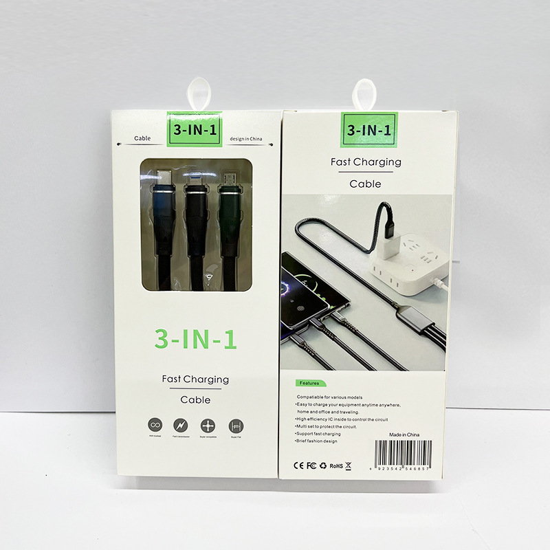 スリーインワンデータケーブル 120W 超高速充電太字 1 対 3 亜鉛合金 6a 充電ケーブル携帯電話充電器ケーブル|undefined