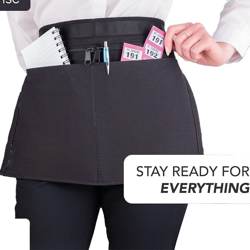 Delantal corto transfronterizo de Amazon, suministro directo en stock, delantal de media longitud de bolsillo grande de cintura única extranjera transfronteriza al por mayor