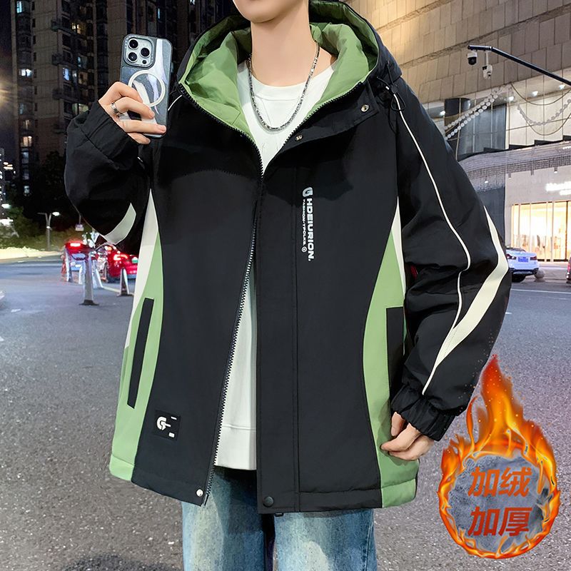 冬季加绒加厚夹克外套男士2025新款男装宽松休闲潮流时尚百搭上衣