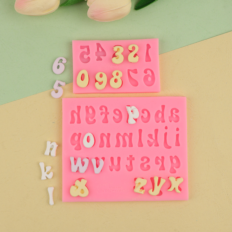 26 inglés letras y números molde de silicona DIY fondant cake chocolate Decoración Accesorios molde de silicona
