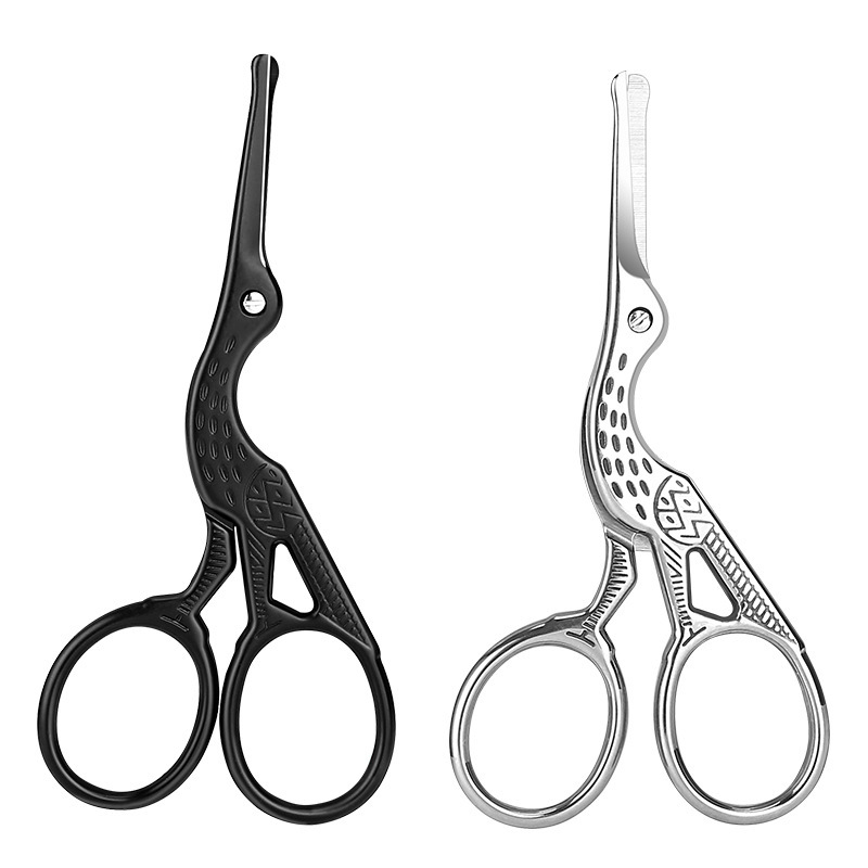 Nose hair trimmer stainless steel crane-shaped scissors safety round head nose hair scissors beauty shaving and beard manual scissors