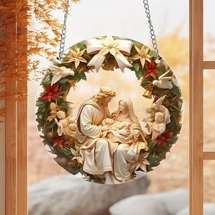Cross-Border Popular Art Deco Style Christmas Scene Religious Theme Hanging Decoration Home Garden Decoration Pile