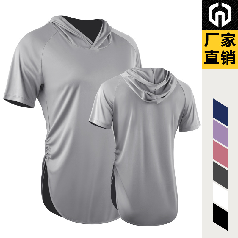 Deportes de las mujeres con capucha cintura de manga corta ropa de protección solar de secado rápido para adelgazar correr baloncesto yoga ropa de entrenamiento casual image 8