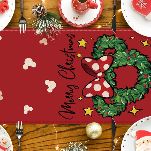 Cross-border Christmas decoration table flag home party dining table atmosphere decoration table mat stylish cartoon printed heat insulation mat