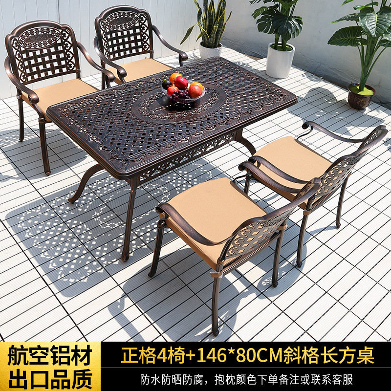 [수출 품질] 정사각형 4 의자 + 146*80cm 비스듬한 정사각형 테이블