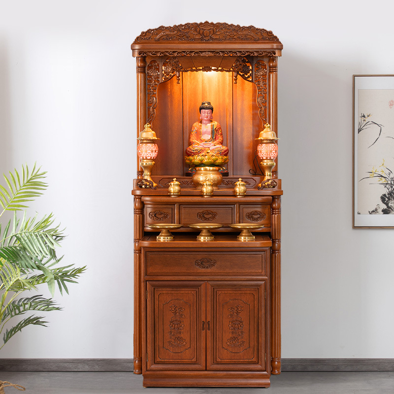 Buddhist Niche New Chinoiserie Standing Cabinet Guanyin Cabinet Shrine Table Modern Home Shrine Solid Wood Buddhist Table Offering Table Buddhist Niche Cabinet