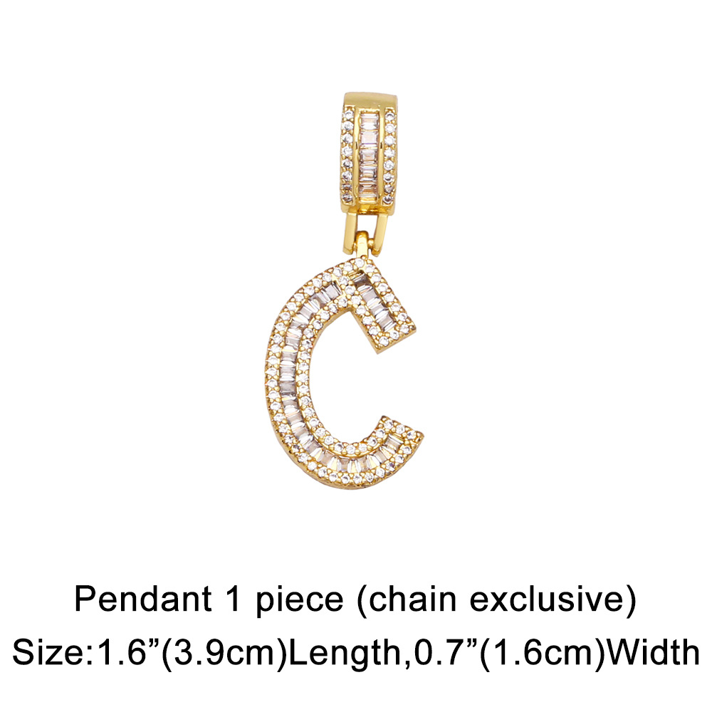 15g Weight 18K Gold Plated Plating Material Necklace Classification Wedding Occasion Copper Material Geometric, Letter Pattern Unisex Gender Fashion Style Fashion Zircon Letter Hip Hop Men's And Women's Copper Necklace 2