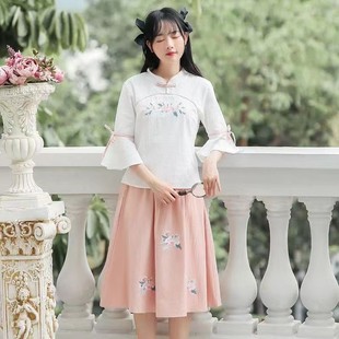 Ethnic Style Suit Embroider Spring & Fall Costume Two-piece Skirt