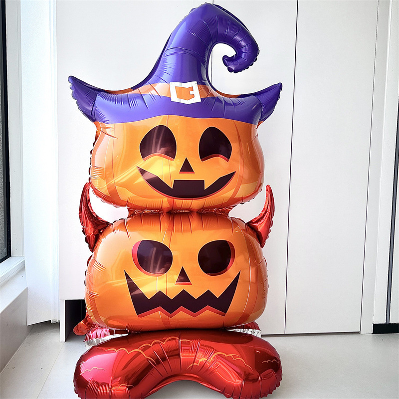 Atmósfera transfronteriza Halloween gigantesco de pie base de globo calabaza esqueleto demonio centro comercial bar café diseño