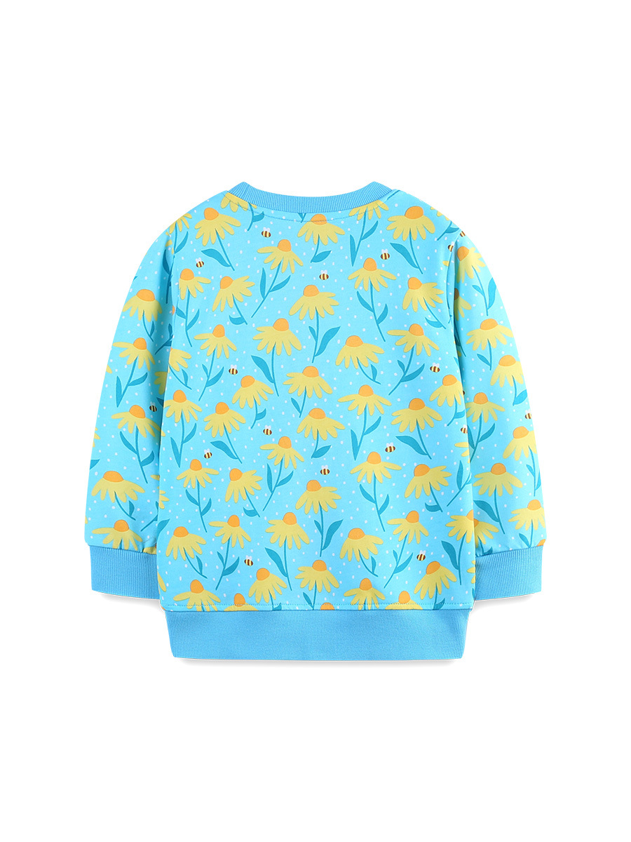 26 otoño suéter de punto de algodón para niñas sudadera de manga larga para niños sudadera de fondo de estilo europeo y americano moda flor estampada blusa para niños image 3