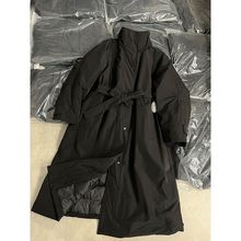 欧洲站2025冬季新款立领长款过膝风衣羽绒服女收腰显瘦白鸭绒外套