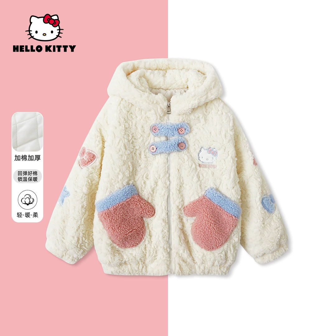HelloKitty Hello Kitty зимний новый стиль девушки толстый шерстяной топ женский пиджак с капюшоном