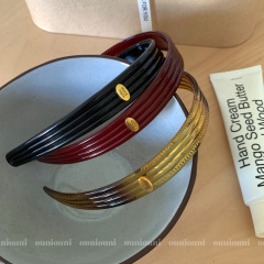 凹凸纹理设计感发箍韩国ins极简风金标亚克力头箍宽边发卡发饰品
