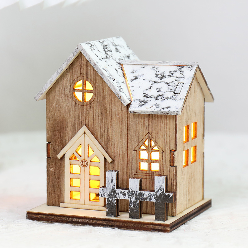 クリスマスの新しい装飾発光小屋LED木製クリスマスの小さな家クリスマスのテーブルの装飾ペンダント|undefined