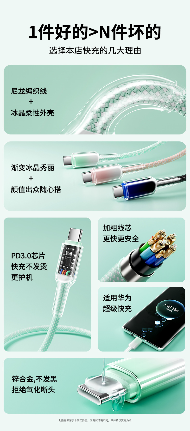 Buz kristali degrade renkli bir ila üç veri kablosu üçü bir arada süper hızlı şarj Huawei hızlı şarjı için uygun Type-C şarj kablosu