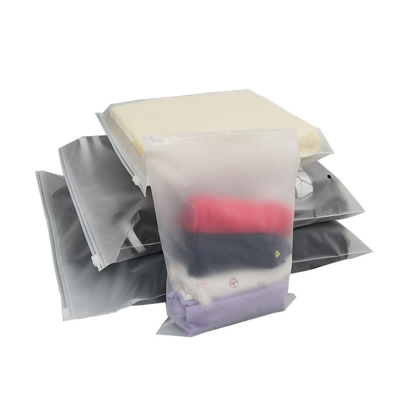 Suministro directo de fábrica bolsa de embalaje de plástico esmerilado ropa bolsa de cremallera semi-transparente bolsa de plástico esmerilado ropa calcetines bolsa de ropa