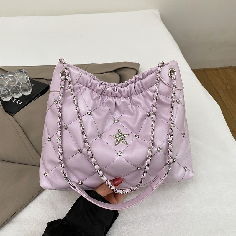 Bolso de hombro Tote de diamantes brillantes de moda para mujer 2025 nuevo bolso de axila de cadena de diamantes de gran capacidad bolso de mensajero casual
