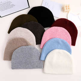 光板针织帽秋冬户外保暖针织帽韩版套头帽冷帽短款瓜皮无檐包头帽