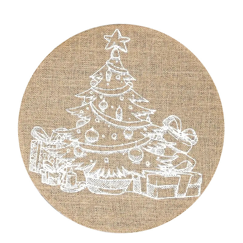 Transfronterizos Amazon temu Navidad lino redondo almohadilla de mesa de corte borde artesanía cocina almohadilla de mesa de comedor