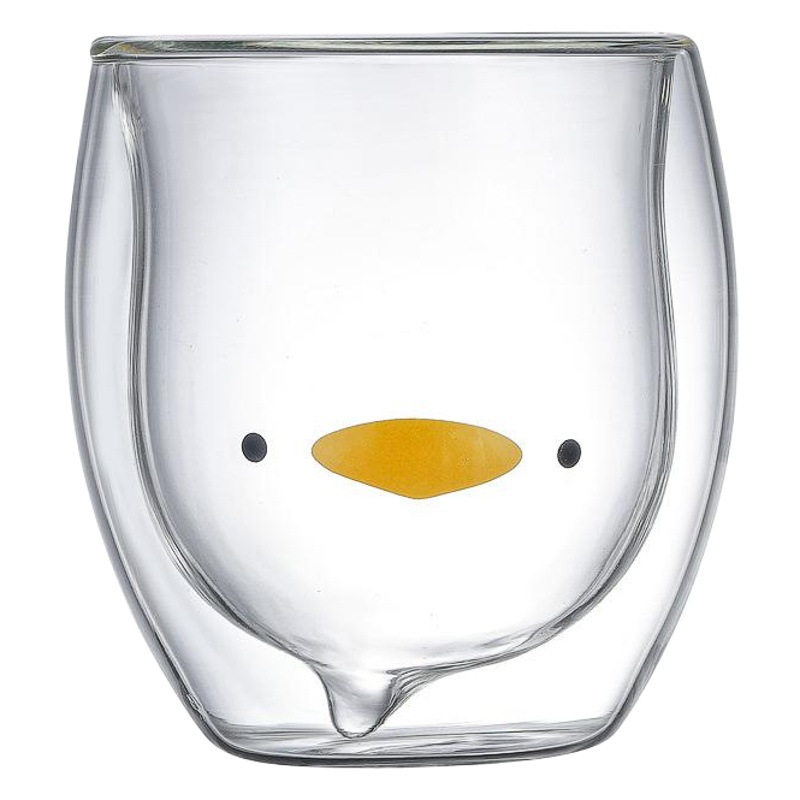 INS estilo creativo taza de vidrio de doble capa Oso de dibujos animados taza de jugo de café taza de consumo doméstico