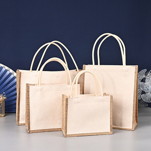 Hand painted linen bag cotton cloth fashion in style gift box gift shopping bag composite canvas bag jute bag in stock wholesale
