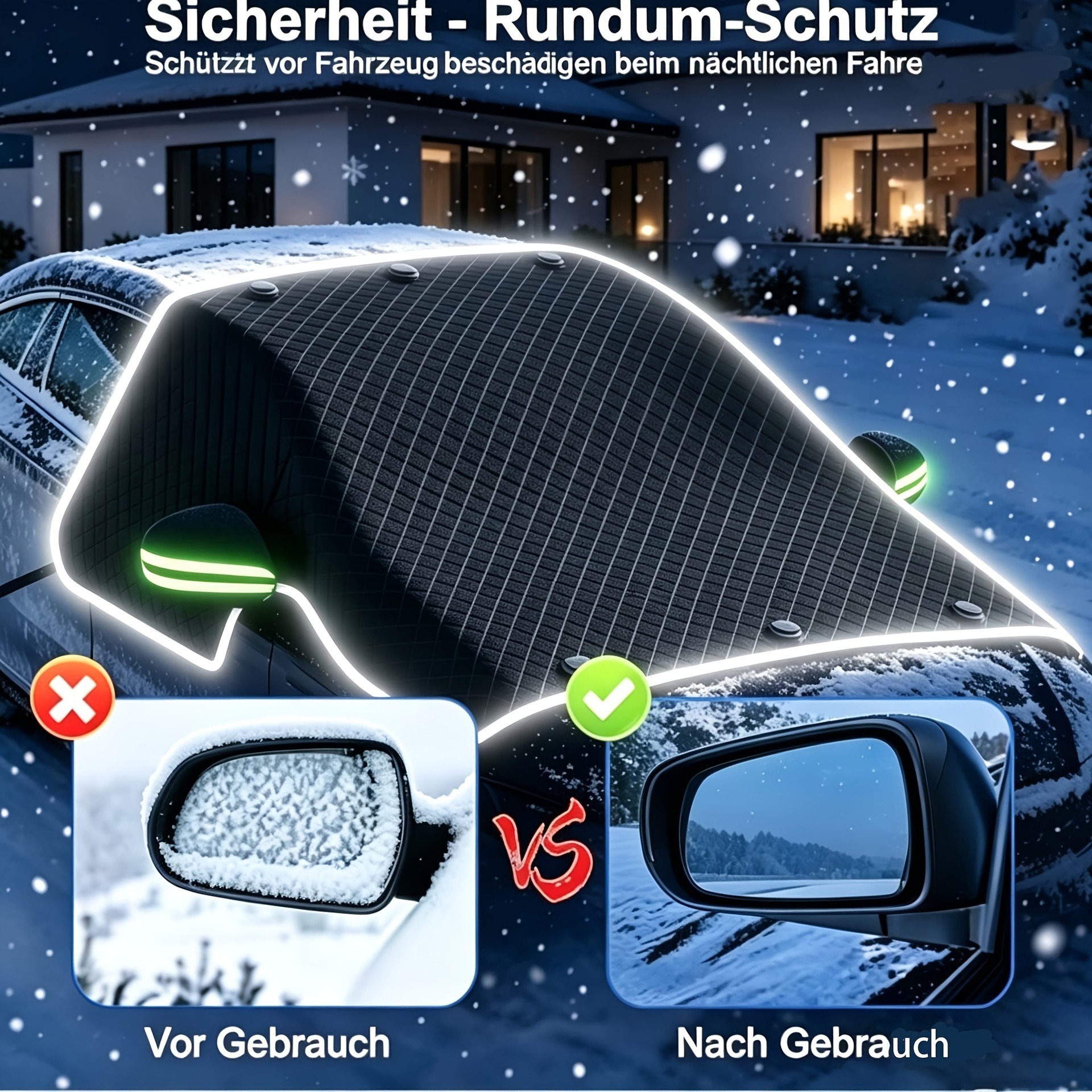 Cross-border car snow cover for winter, front windshield anti-freeze, anti-frost and snow shield, magnetic snow cover, half-cover car cover wholesale