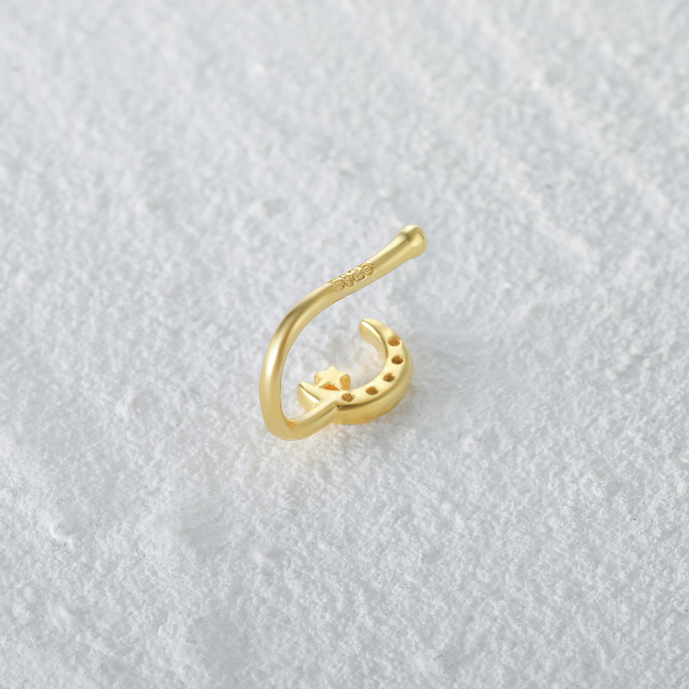 2g Weight Nose Ring Classification 1 Piece Quantity Daily, Street Occasion 925 Sterling Silver Material Star, Moon Pattern Women's Gender Plating Design Simple Style Style 1 Piece Nose Rings & Studs Simple Style Star Moon 925 Sterling Silver Plating 42