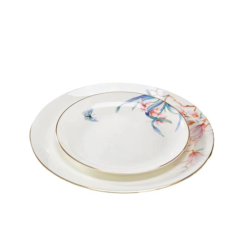 Подарочный набор Jingdezhen керамических тарелок и планшет Sleeve набор с 72 головами рисунка золото, радостные брови посуда