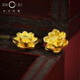 Pure Gold 999 Lotus Pendant Bracelet Gold Lotus Transfer Beads Flower Shape Good Luck Lotus Bracelet Accessories