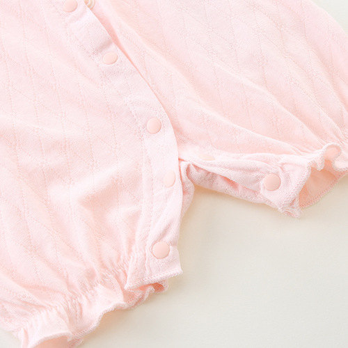 Baby thin clothing, newborn baby summer jumpsuit, girls one year old pure cotton hoodie, jumpsuit, short crawling suit 3176