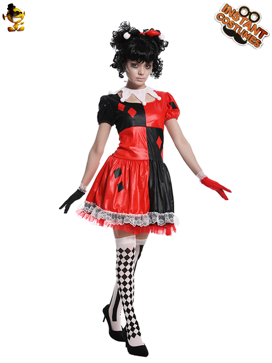 Halloween adulto grande de las mujeres del corazón rojo payaso Cosplay traje etapa rendimiento partido ropa distribución al por mayor
