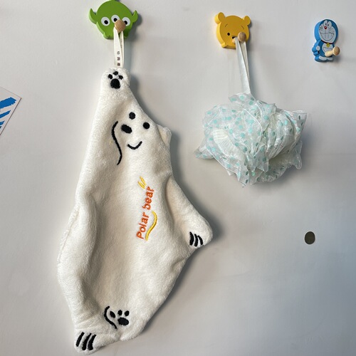 Cute polar bear hand towel bear coral velvet kitchen hanging quick-drying absorbent rag skin-friendly towel BH080