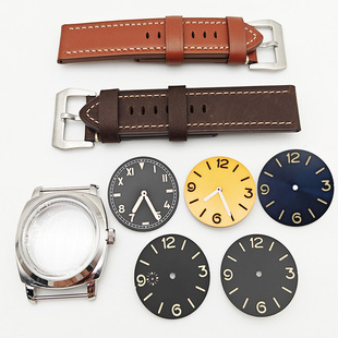 47MM Men's Watch Accessories Stainless Steel Case Strap Luminous Literal Hands for ETA6497 Movement