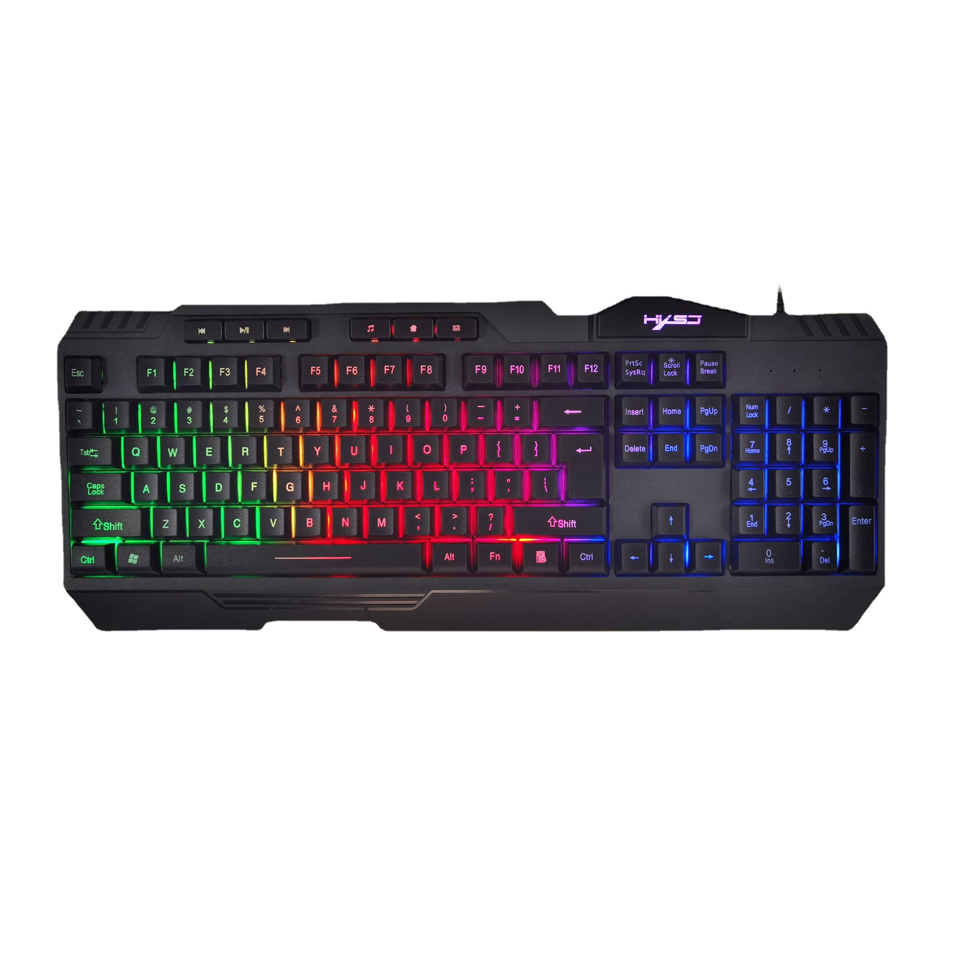 New L700 English 109 Key Thin Film Game Keyboard with Three Backlight Modes Rainbow Mixing_voghion.com