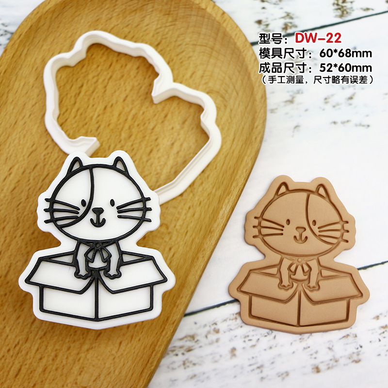 Gato molde de galletas de dibujos animados horneado molde de flip DIY 3D estereoscópio prensado molde de corte de galletas heladas