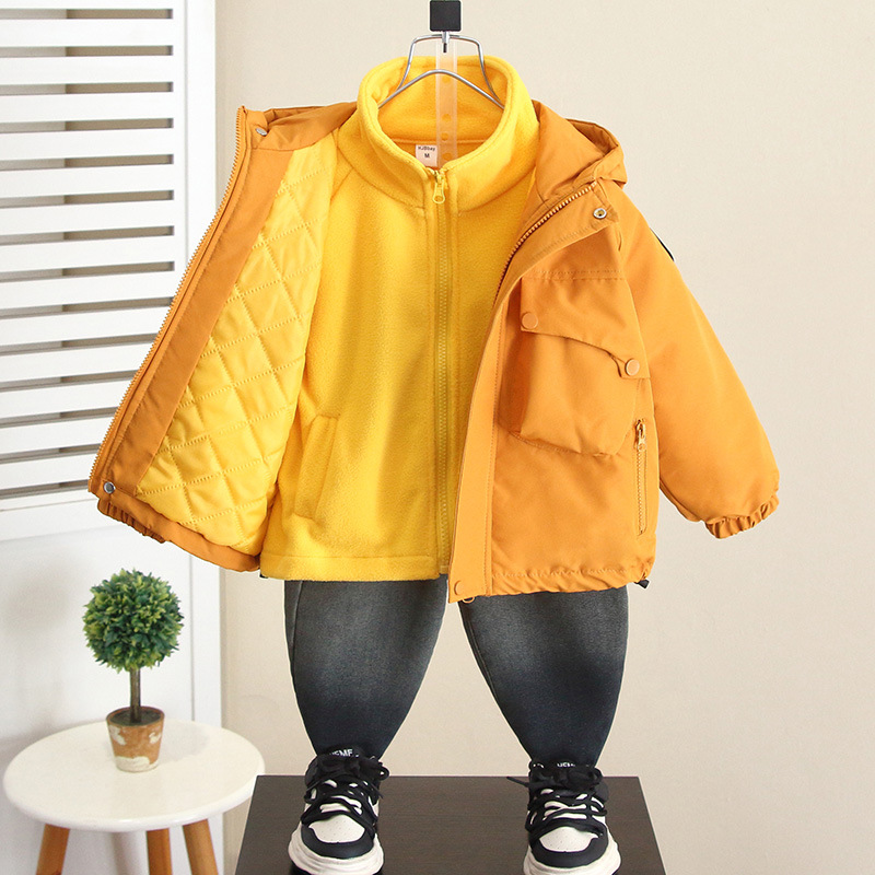 6795 niños invierno más chaqueta de algodón 2025 otoño e invierno nuevo estilo niños tres en uno chaqueta estilo occidental bebé versión coreana