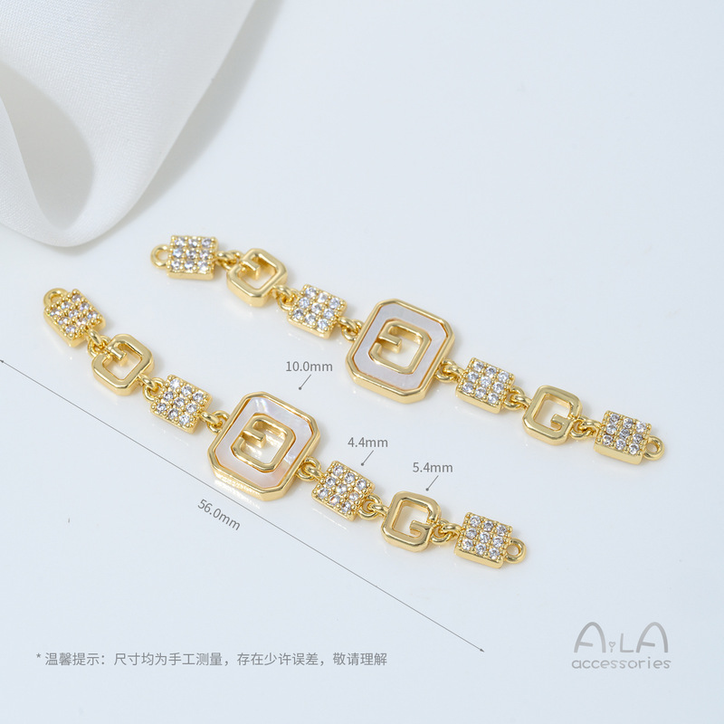 14K包金镶锆石蝴蝶葫芦樱花吊坠双吊手工diy珍珠手链项链吊饰配件|undefined