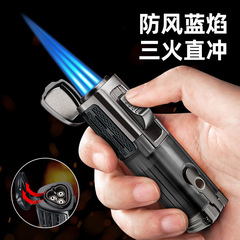 HANNICOOK雪茄打火機創意三直衝藍焰防風充氣打火機多功能點煙器