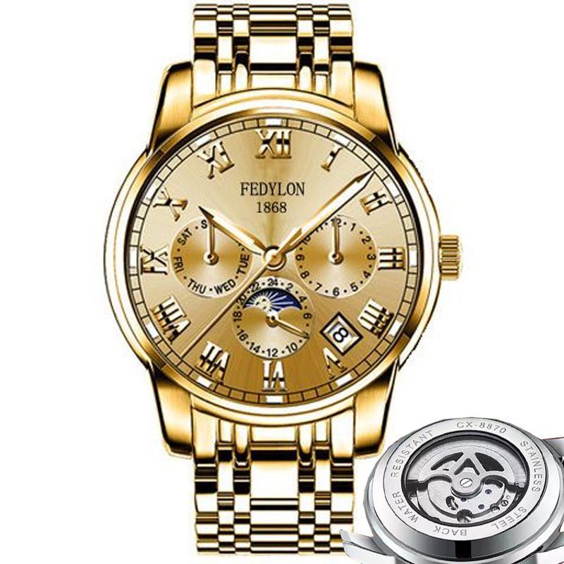 Reloj Fotilun 2024, nuevo modelo para hombre, reloj no mecánico, totalmente automático, resistente al agua, luminoso, moderno reloj de cuarzo para estudiantes.