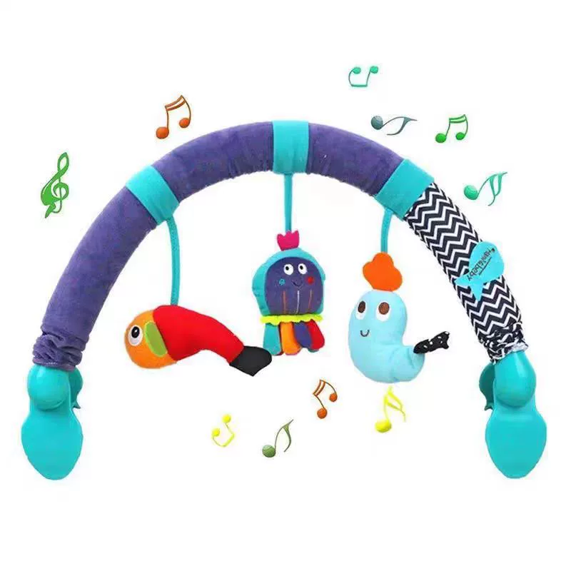 Stroller Mobile Rainbow Music Toy, Multi-Color Animal Hanging Toys with Clips, 0.25 kg