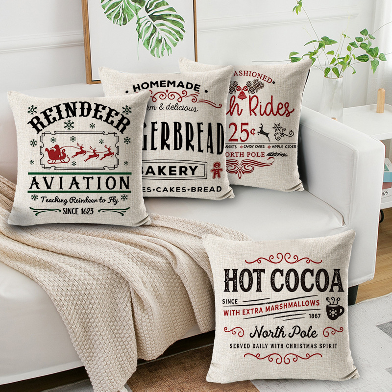 Amazon popular hogar suministros Navidad funda de almohada nórdico Plaid Lino cojín sofá