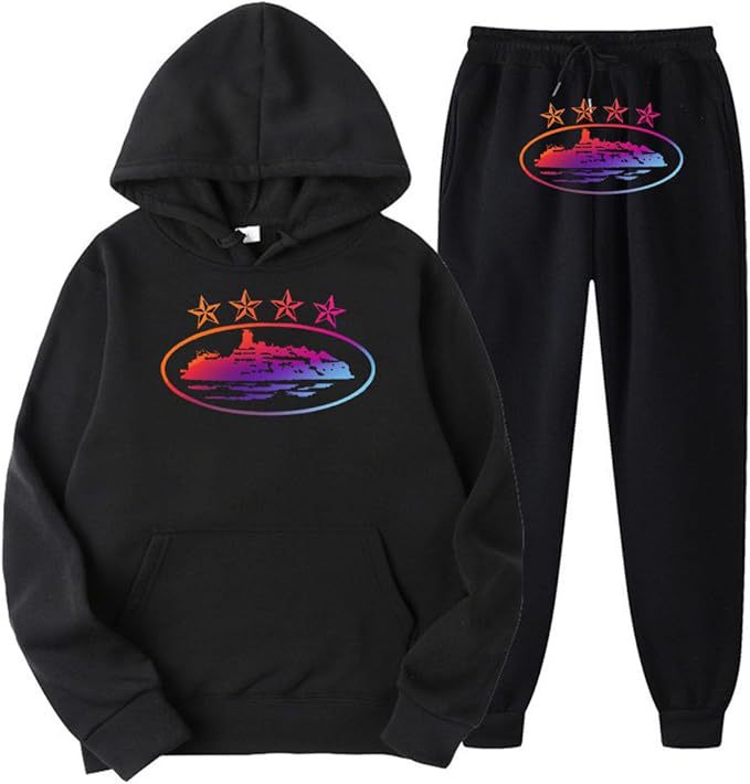 Europa y América Clint419 diablo prisión patrón de impresión de los hombres y las mujeres mismo suéter más traje de terciopelo al por mayor suelta nueva